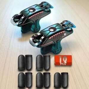 CODM/PUBG/FREE FIRE/DELTA FORCE MOBILE PHONE GAME TRIGGER FIRE AIM BUTTON SHOOTER L1R1 CONTROLLER + 10 PIECES Anti-sweat Mobile Game Controller Finger Sleeve Gaming Cot Gloves Mobile Gaming Thumb Sleeve Sets, Wasp Feelers