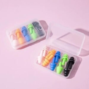 Reusable Silicone Ear Plugs, 10 pieces Noise Reduction soft Earplugs Sound Canceling Ear Plugs for Sleeping Swimming Shooting Hunting Traveling Concerts Musicians with One Carrying Case