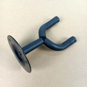 Guitar Wall Hanger Holder Rack with Plate Black Metal Wall Mounted, Protective Tubing, Supports Guitar Sizes, Displays Instruments Neatly, Neoprene Rubber Contact