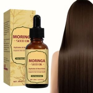Moringa Oil Cold Pressed & Unrefined Non GMO Vegan Oil Natural Moisturizer For Skin Body Hair Good For Hair Growth Lines Wrinkles (1 Oz (30ml)
