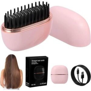 Mini Hair Straightener Portable Rechargeable Cordless Hair Straightener Brush Pink Hair Comb with 3 Level Temperature Control (Copy)