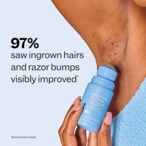 Smoothing Solution 50ml - Ingrown Hair Treatment Roll-On Serum with BHA AHA, After Shave Soothing, Razor Bump & Ingrown Hair Removal for Men & Women, Suitable for Underarm, Face, Neck, Leg