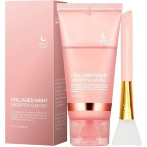 Collagen Night Wrapping Peel-Off Face Mask, Hydrolyzed Collagen Moisturizing Jelly Face Mask, Overnight Hydrating Facial Mask for Glowing Skin