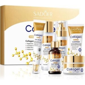 SADOER 6 PIECES - Collagen Skin Care Set, Gift Set for Wrinkles & Fine Lines, Shrink Pores, Hydrate & Firm Skin,6 Pcs Skincare Kits for Women with Cleanser,Toner, Lotion,Serum,Cream,Eye Cream